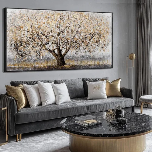 Miniatura 9 de CHUDANHAO Arte de pared abstracto pintado a mano, decoración de pared beige, arte colgante lineal 32"x40", obra de arte grande para decoraciones