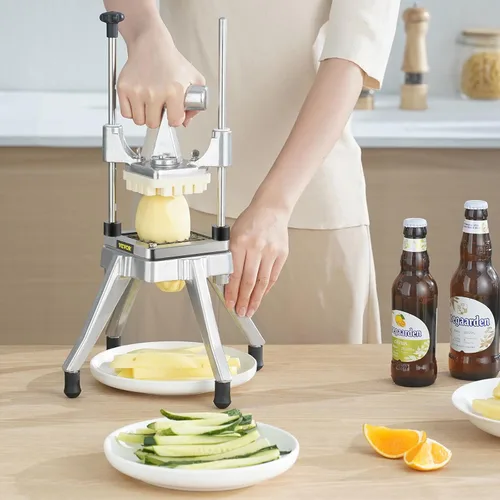 Miniatura 9 de VEVOR Picador comercial de frutas y verduras, cortador de patatas fritas de acero inoxidable con 4 cuchillas de 1/4 pulgadas 3/8 pulgadas 1/2
