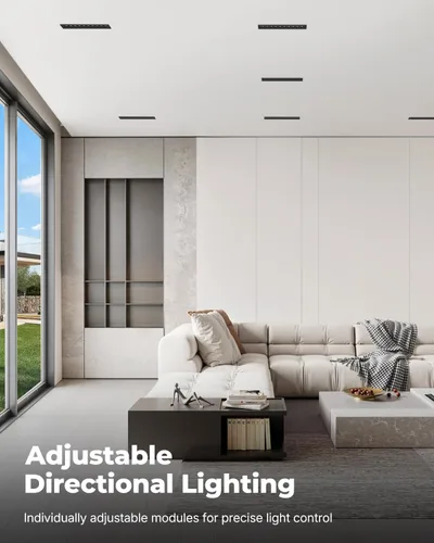 Miniatura 2 de SCON Focos empotrados de matriz ajustable de 10 W, paquete de 4 unidades, 5 CCT 3000-6500K de aluminio LED lineal, luz descendente con molde