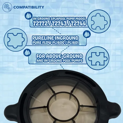 Miniatura 5 de Poolzilla Cubierta de repuesto para cesta de bomba de piscina, compatible con bombas de piscina Splapool sobre el suelo y en el suelo, viene