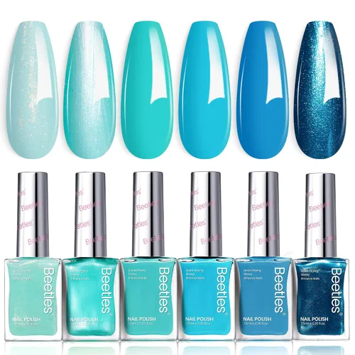 Miniatura 29 de Beetles - Juego de esmaltes de uñas pastel, 6 colores, rosa, azul, amarillo, nude, rosa, morado, juego de esmalte de uñas de secado rápido, secado