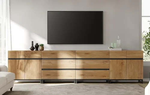 Miniatura 16 de WAMPAT Moderno soporte de TV para televisores de hasta 100 pulgadas, consola de TV 3 en 1 con estantes ajustables y 3 cajones, consola multimedia