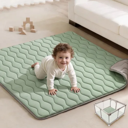 Miniatura 22 de Blissful Diary Alfombras de Juego para Bebés para Piso, Alfombra de 50x50 Pulgadas para Gatear para Corral, Alfombras de Juego de Espuma