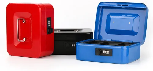Miniatura 7 de Decaller Caja de dinero con cerradura de combinación, caja de seguridad de metal pequeña con bandeja de dinero, 7 4/5 x 6 4/5 x 3 3/5 pulgadas