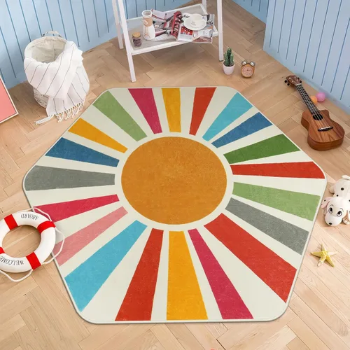 Miniatura 20 de STARUIA - Alfombra Boho Lavable de 3'x5', Alfombra de Área para Niños para Sala de Juegos, Alfombras Coloridas para Niños para Dormitorio, Alfombra
