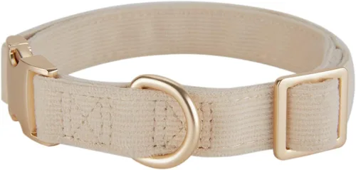 Miniatura 4 de Collar de perro de corduroy suave con hebilla de metal de alta calidad, para perros medianos. (Blanco, Mediano: 12-19")
