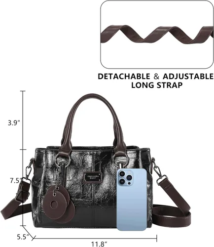 Miniatura 4 de Bolsos y carteras para mujer, bolso de mano de cuero vegano para mujer, bolso de hombro, bolso de viaje con compartimentos