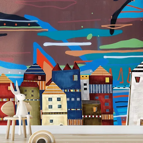 Miniatura 15 de IDEA4WALL Adhesivo mural removible para pared, cielo azul, castillo mágico místico, fantasía y ciencia ficción, arquitectura, fotografía, arte