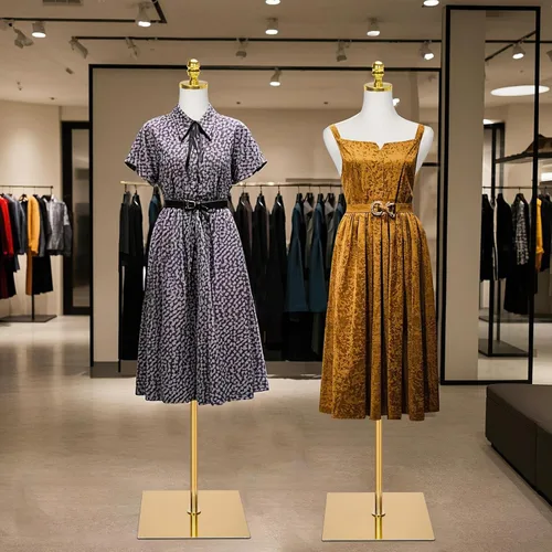 Miniatura 5 de Maniquí femenino con forma de torso para vestir - Cuerpo de maniquí con base de metal, maniquí de oro para ropa de mujer con altura ajustable de 40