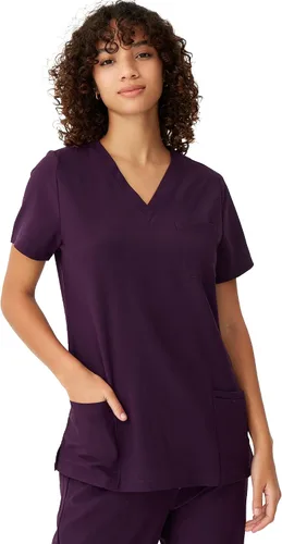 Miniatura 20 de floralhue Uniformes médicos para mujeres, blusas de uniforme médico suaves con cuello en V, uniforme médico elástico con 4 bolsillos, transpirable