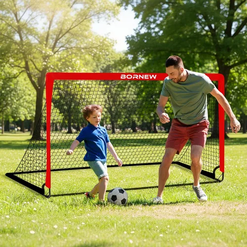 Miniatura 5 de BORNEW Paquete de 2 porterías de fútbol – Porterías de fútbol para patio trasero e interior para niños, 6 x 4 / 4 x 3 pies, juego de redes de fútbol