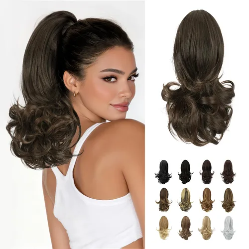 Miniatura 36 de Sofeiyan Extensión de cola de caballo de 11 pulgadas con clip de garra, extensiones de cabello con cola de caballo, cola de caballo larga y rizada