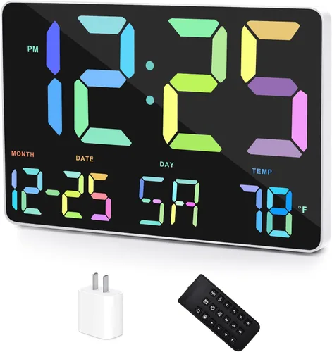 Miniatura 14 de Amgico Reloj despertador digital con repetición, temperatura, atenuación automática, calendario de pantalla grande de 11.5 pulgadas, reloj