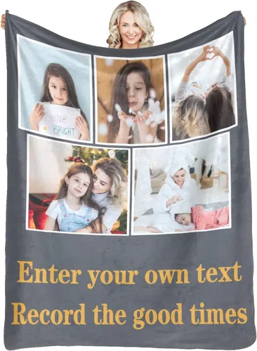 Miniatura 37 de Manta personalizada con fotos, mantas personalizadas con imagen para madre, padre, niños, hermana, amigos, parejas, cumpleaños, 1 foto, 30 x 40
