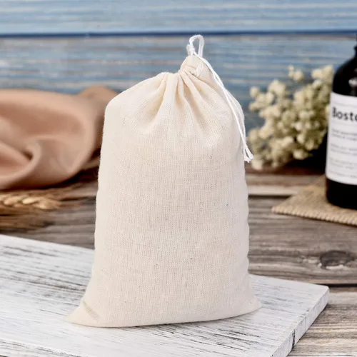 Miniatura 4 de Tatuo Paquete de 200 bolsas de muselina de arpillera con cordón, bolsas de lona multiusos de lino para té, joyas, boda, fiesta, recuerdos
