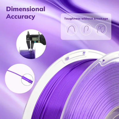 Miniatura 3 de AMOLEN - Filamento de impresora 3D de seda PLA, filamento brillante de seda púrpura PLA de 1.75mm, filamento PLA para impresión 3D para la mayoría