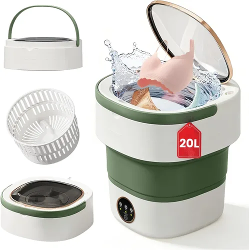 Portable Washing Machine - 20L Mini Foldable Washer with Spin Basket, 3 Cleaning Modes & Deep Cleaning for Small Clothes, Collapsible Laundry for