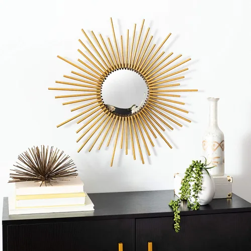 Miniatura 2 de Safavieh Home Collection Rosaland 24-inch Gold Sunburst Round Mirror