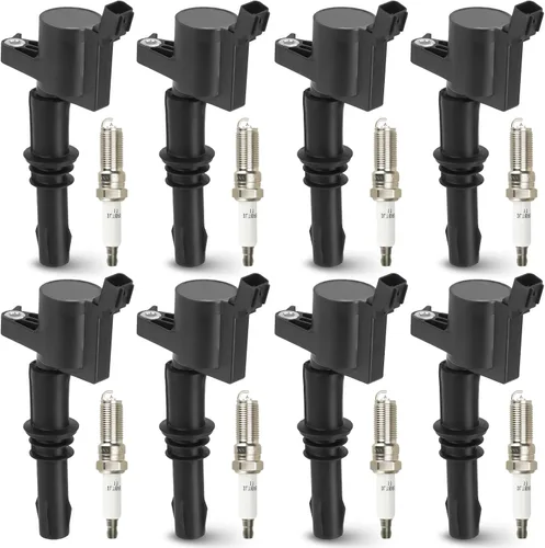 Paquete de 8 bobinas de encendido y 8 bujías de iridio compatibles con Ford Expedition F-150 F250 F350 Super Duty Lincoln Navigator Mark LT 5.4L