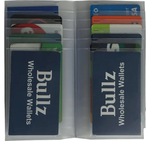 Miniatura 3 de Juego de 2 carteras largas de vinilo de plástico resistente para billetera larga para mujer, 12 páginas, Gris