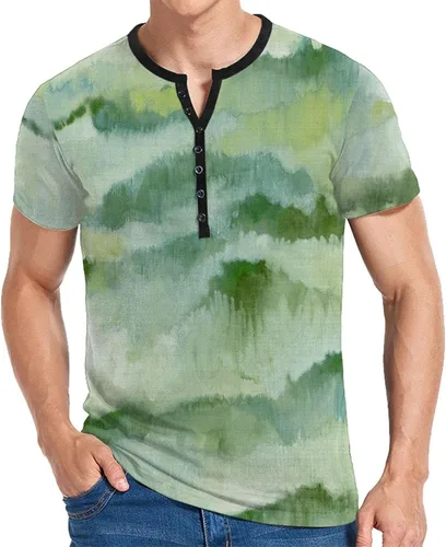 Camisas Manga Corta Hombres Camisetas estampadas en 3D la Moda Blusas Manga Corta botones Camisetas tipo túnica