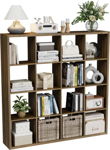 Miniatura 39 de VDNEND Organizador de Almacenamiento en Cubos Estantería, Estante Cúbico Decorativo de 11 pulgadas con Respaldo Abierto y Borde Engrosado, Marrón