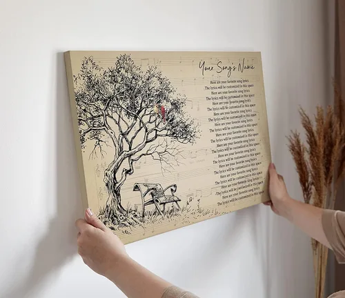 Miniatura 7 de SANTANNA Letras de música personalizadas, impresiones artísticas para decoración de pared (paisajes, pájaros rojos y árbol)