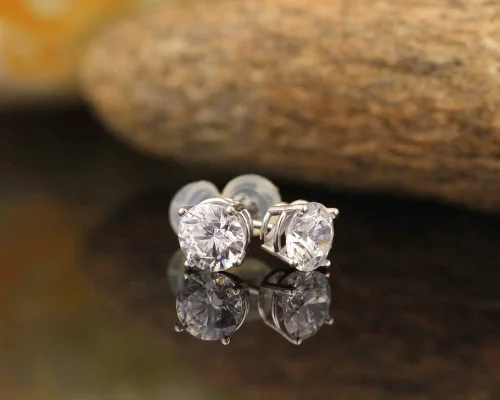 Miniatura 3 de GNG Aretes de oro blanco y amarillo de 14 quilates hechos con circonita cúbica. 1.0 a 3.00ctw