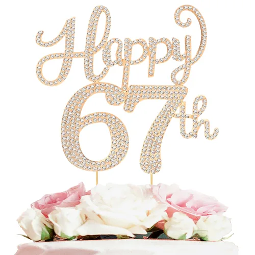 Miniatura 83 de LASKYER Decoración de feliz cumpleaños número 10, decoración de pastel de diamantes de imitación dorados de 10º cumpleaños – Letrero de metal