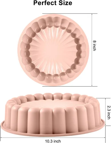 Miniatura 2 de Pastel de silicona de 10 pulgadas con molde de 8 pulgadas (paquete de 2) – Molde antiadherente para hornear pastel de libras, gelatina, pan