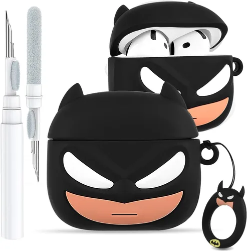Toyuma Funda para AirPods 4, diseño de dibujos animados kawaii, divertida funda de silicona suave 3D con llavero y kit de limpieza para mujeres,