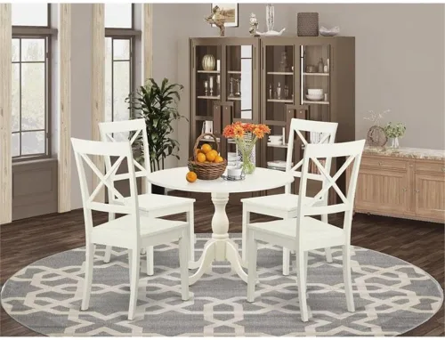 Miniatura 2 de East West Furniture DMBO3-LWH-C - Juego de mesa de comedor de 3 piezas para espacios pequeños, contiene una mesa de comedor redonda con gotas y 2