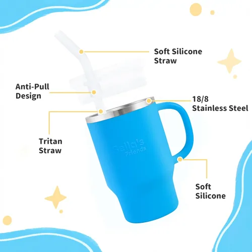 Miniatura 4 de Taza de Bella's Friends Handy Mini – Adorable taza sippy para niños pequeños de 9 oz, interior de acero inoxidable y cuerpo de silicona, a prueba