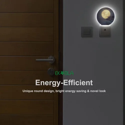 Miniatura 5 de EKOBLA Luz nocturna enchufable de luna llena, luz nocturna LED con sensor automático para baño y pasillo Full Moon