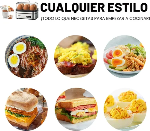 Miniatura 8 de Evoloop - Olla rápida para huevos eléctrica con capacidad para 6 huevos, para huevos cocidos suaves, medianos, duros, con máquina de escalfar