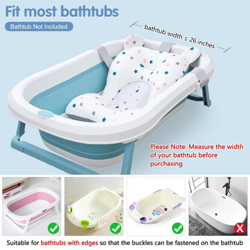 Miniatura 3 de Colorlife - Asiento de baño para bebé con malla de apoyo, cojín de apoyo para baño de bebé, ajustable, cómodo, antideslizante, malla de ducha