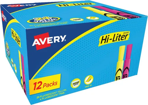Miniatura 11 de Avery Hi-Liter - Rotuladores de punta biselada para escritorio, tinta a prueba de manchas
