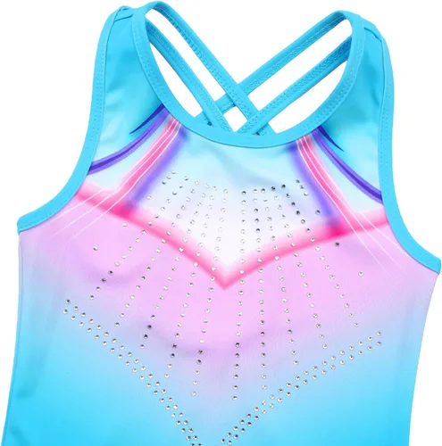 Miniatura 114 de MODAFANS Leotardos de gimnasia para niñas brillantes para bailar ballet, pantalones cortos con espalda cruzada
