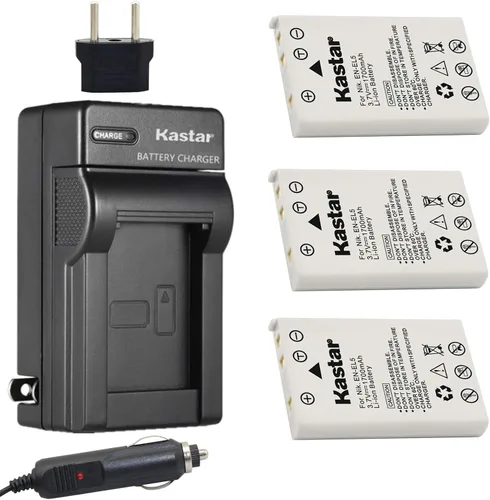 Kastar Paquete de 3 baterías + kit de cargador de repuesto para Nikon EN-EL5, MH-61 y Nikon Coolpix 3700, 4200, 5200, 5900, 7900, P3, P4, P80, P90,