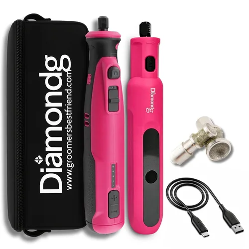 Miniatura 10 de Diamondg Molinillo de uñas inalámbrico para perros con sonido silencioso y punta LED para perros grandes y pequeños, 4 horas de duración - Cortaúñas