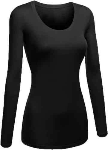 Miniatura 3 de Emmalise - Camiseta de manga larga para mujer, talla junior y grande, cuello rendondo básico