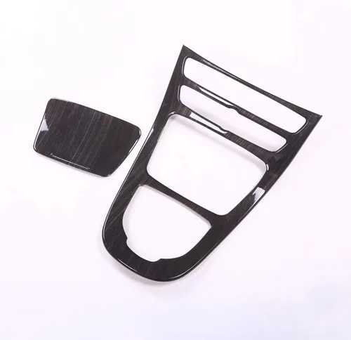 Miniatura 6 de YIWANG Adhesivos ABS de grano de madera negra para consola central de engranajes, marco de marco, 2 unidades para Mercedes Benz Clase E W213