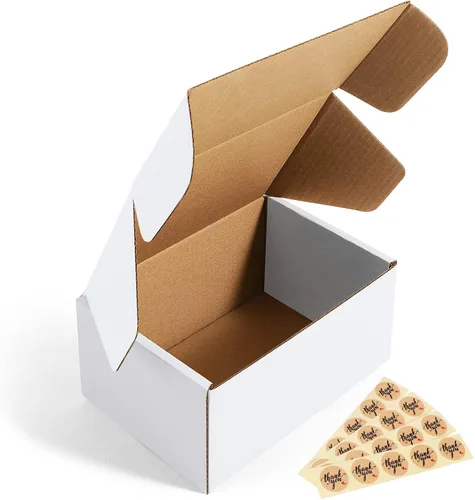 Miniatura 10 de Eupako Cajas de Envío 9x6x2 pulgadas de Cartón Corrugado Pequeñas - Paquete de 25 Cajas de Correo Blancas para Embalaje de Pequeñas Empresas, Caja
