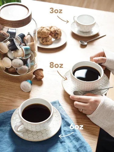 Miniatura 7 de LE TAUCI Tazas de capuchino con platillos – Juego de tazas de café de cerámica de 6 onzas y platillos para café con leche, café con leche, blanco