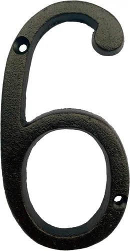 BetLight Número de casa de hierro fundido de 5.5 pulgadas de alto, números de dirección de casa sólidos, elegante acabado marrón negro, fácil de