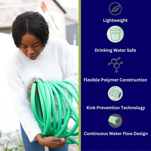 Miniatura 3 de Flexon Featherlite - Manguera de jardín ultra flexible segura para agua potable de 5/8 pulgadas x 25 pies, resistente, resistente a las torceduras