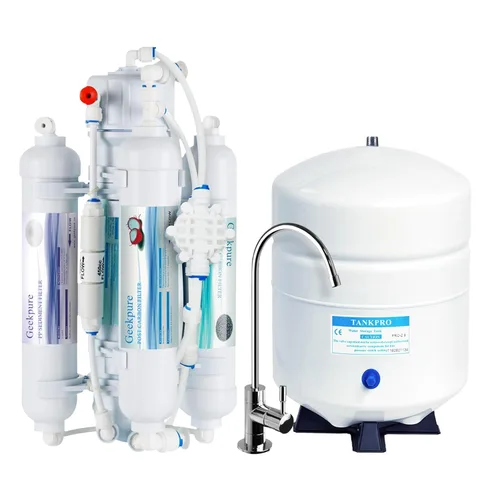 Geekpure Sistema de filtro de agua potable RO de ósmosis inversa de 4 etapas con filtros de cambio rápido -Portátil-100 GPD