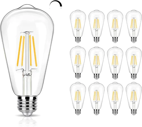 Miniatura 16 de Paquete de 16 Bombillas LED Edison Equivalente a 40W, Bombilla de Filamento LED Regulable de 4W, Bombilla de Luz ST19 5000K Luz de Día, 450LM E26