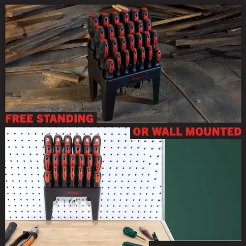 Miniatura 2 de Stalwart - Juego de destornilladores de 26 piezas con soporte de pared, soporte y puntas magnéticas, puntas de tornillo Phillips, ranuradas, Pz
