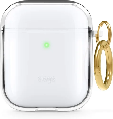 Elago - Funda con llavero para audífonos AirPods 1 y 2 de Apple Transparente